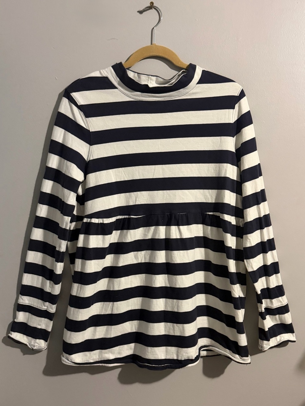 We The Free Navy & White Striped Peplum Long Sleeve Top Size Large